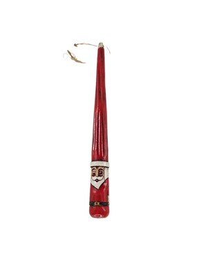 Hand Carved Red Santa Claus Wooden Christmas Ornament 7.5 Inch Folk Art Tall Hat